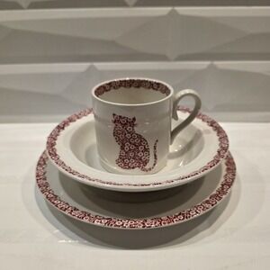 HTF  Royal Crownford Staffordshire CALICO RED CAT Child Place Setting